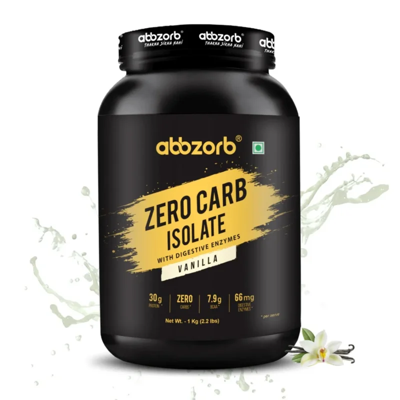 Next Day Delivery Abbzorb Zero Carb Isolate (Vanilla) 1kg, 31.3g Protein per serving with Digestive Enzymes, Guaranteed Lab Report