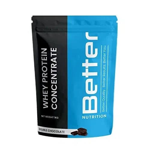 Special Discount Better Nutrition Whey Protein Concentrate 1kg 24g Protein & 5.8g BCAA per scoop (29 servings) No Added Sugar Whey Protein Concentrate For Women & Men Double Chocolate Muscle Building Whey for Workouts Bodybuilding 100% Veg
