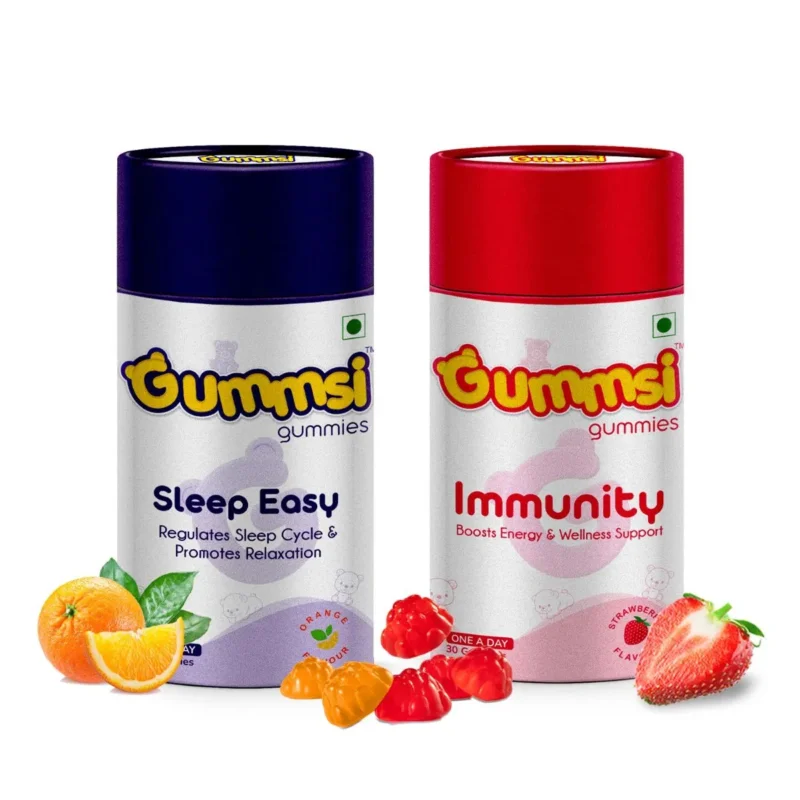 Gummsi Gummies SleepEasy & Immunity Booster Gummies with Natural Melatonin, Valerian Root, Elderberry, and Vitamin C Delicious Vegan Chewable gummies for Restful Sleep 30 Gummies Each (Pack of 2) Top Pick