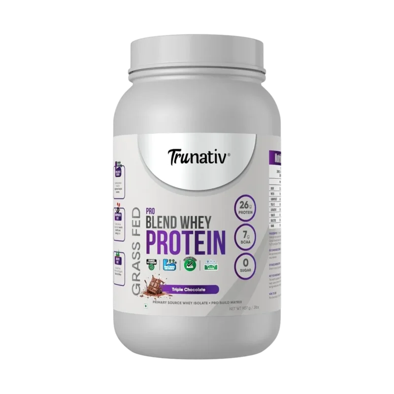 Trunativ Pro Blend Whey Protein Isolate for Workout Vegetarian, 26g Protein, Triple Chocolate Sugar Free, Gluten free with Enzymes for Digestion, Muscle Gain & Recovery, Primary Source Whey 2lbs (907g) Trusted Brand