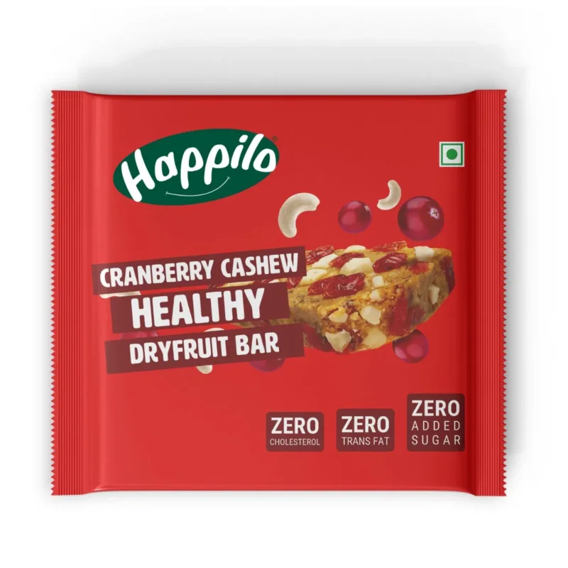 Happilo Cranberry Cashews Healthy Dry Fruit Energy Bar 15g, Healthy Snack, High in Protein Genuine
