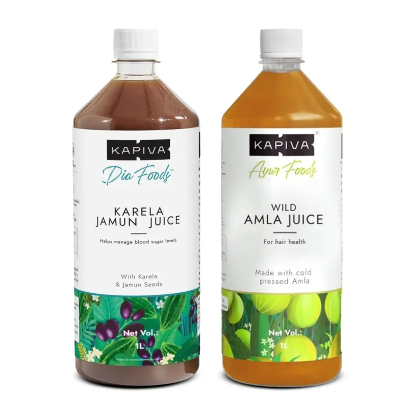 Must Have Kapiva Karela Jamun Juice + Amla Juice Power Combo for Blood Sugar Control and General Wellness (1L + 1L)