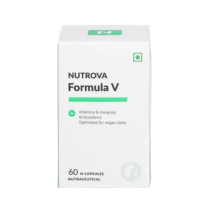 Nutrova Formula V Multivitamin Supplement For Vegan Diets For Men & Women Unisex, A Multinaturient Blend For Vegans / Vegetarians (60 Capsules) Top Rated