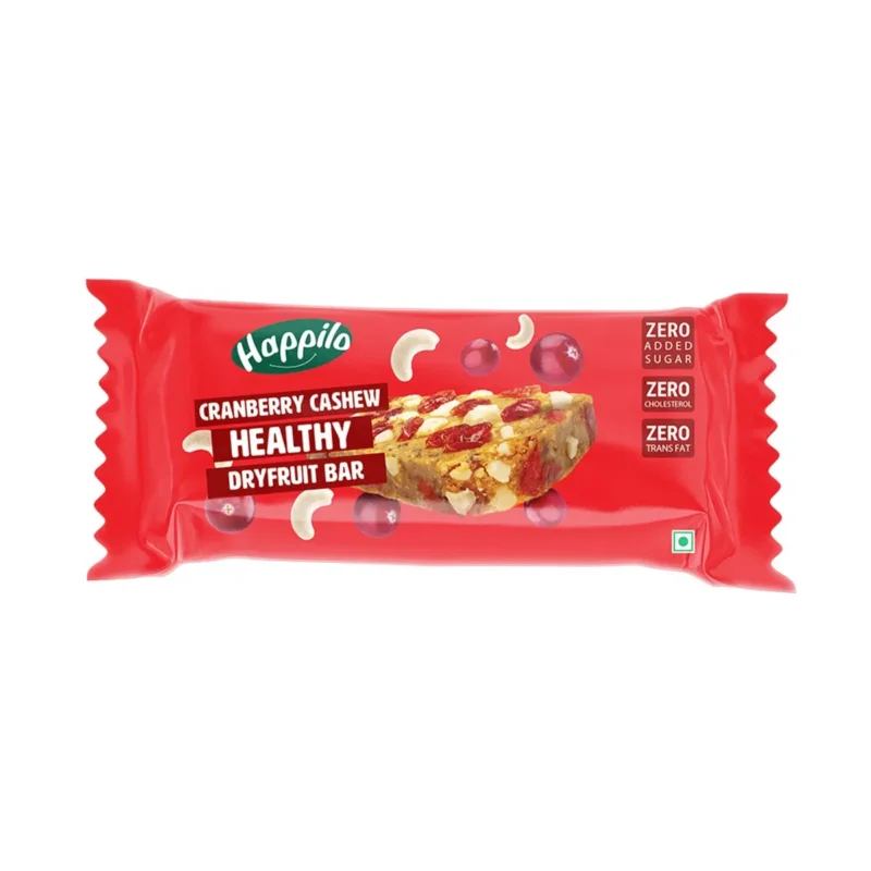 Last Chance Happilo Cranberry Cashews Healthy Dry Fruit Energy Bar 35g, Healthy Snack, High in Protein Nuts