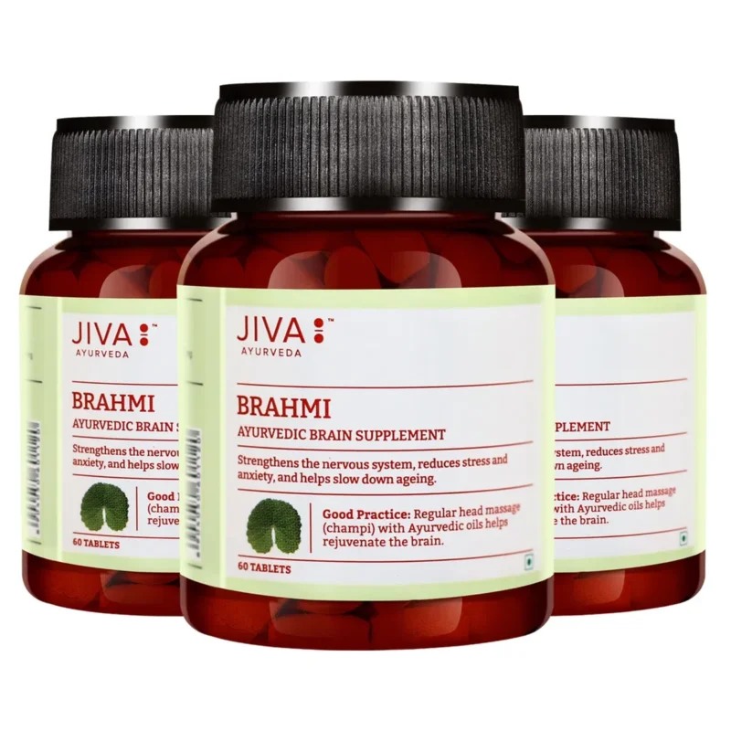 Premium Jiva Ayurveda Brahmi Tablets Mind Wellness Strengthens Nervous System 60 tablets Pack of 3