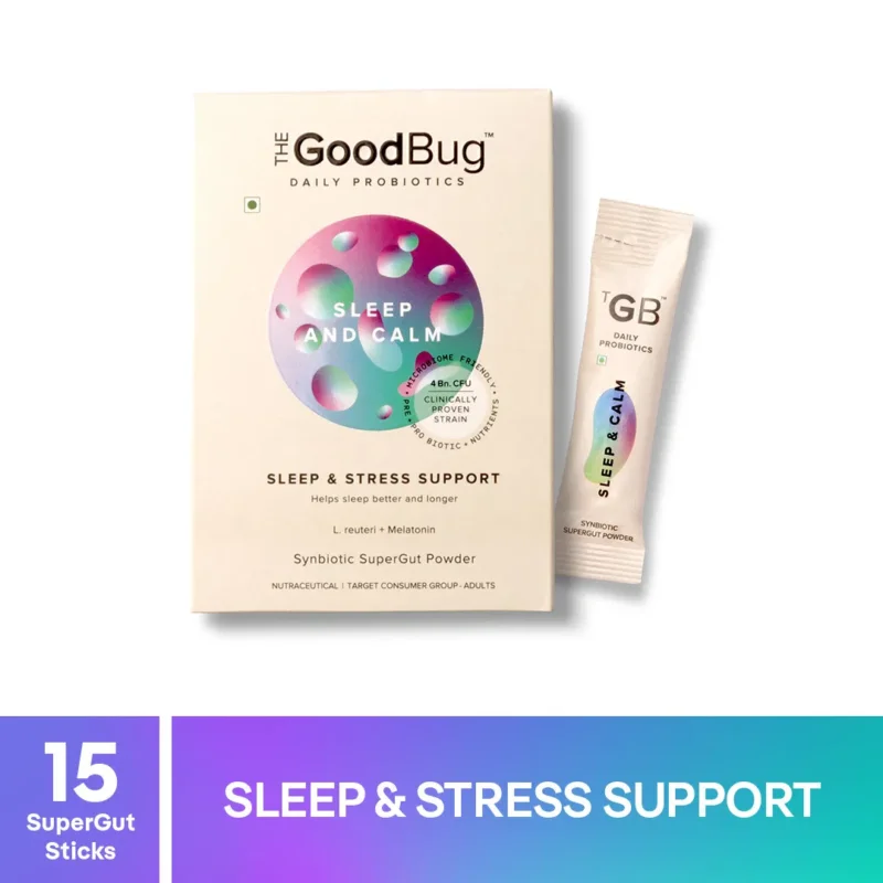 The Good Bug Sleep and Calm SuperGut Powder for Healthy Deep Sleep & Stress Relief Pre & Probiotic Supplement for Men & Women 15 Days Pack Premium