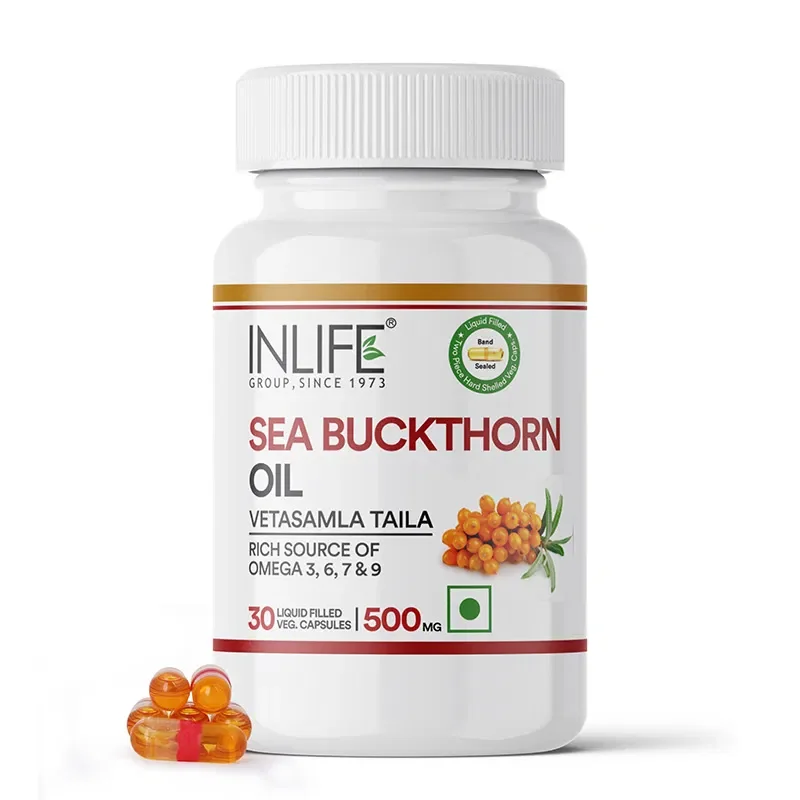 Trending INLIFE Sea buckthorn Seed Oil (500mg) Omega 3,6,7,9 30 Veg Capsules Supplement