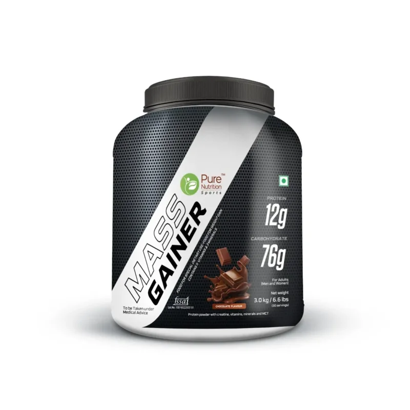 Pure Nutrition Sports Mass Gainer With Creatine, Digestive Enzymes For Weight Gain Chocolate 3Kg Jar Best Price