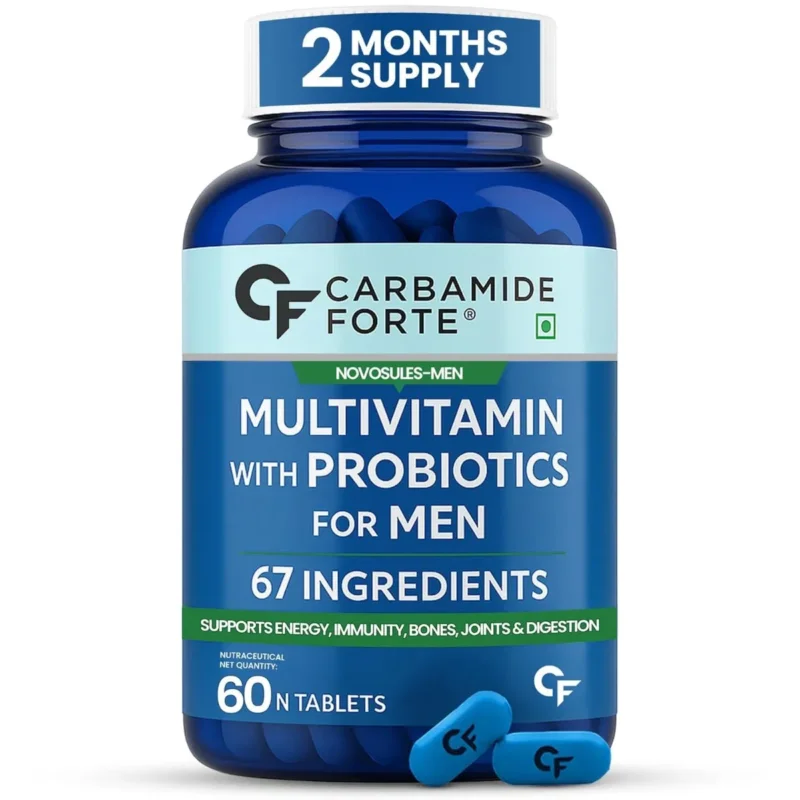 Fresh Stock Carbamide Forte Multivitamin Men for Immunity & Energy with 67 Ingredients, Minerals, Probiotics, Fruits & Vegetable Blend 60 Veg Tablets