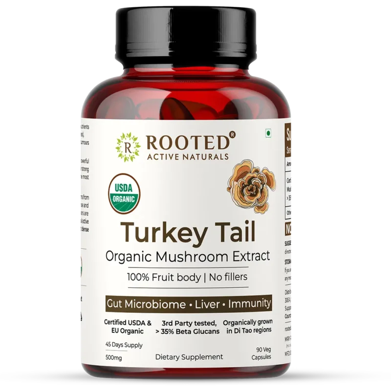 USDA Organic Turkey Tail Mushroom Extract (90 Veg Caps, 500 mg), 35% Beta Glucans Top Pick