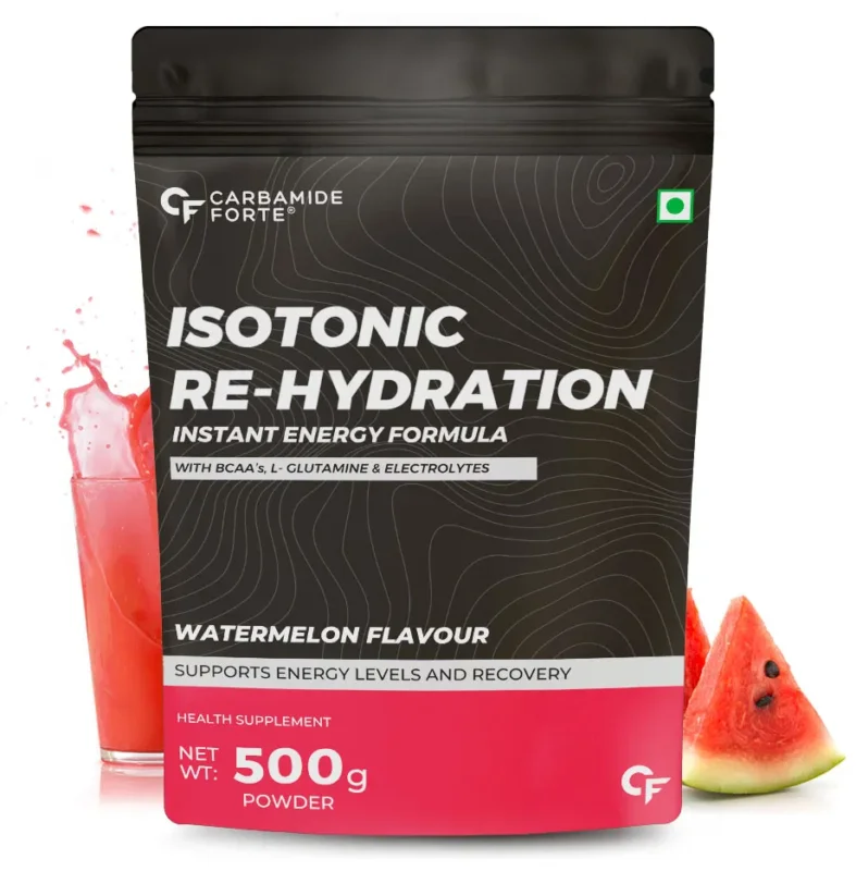Carbamide Forte Isotonic Powder Instant Energy Drink for Workout Electrolyte Powder with added BCAA & L Glutamine Watermelon 500g Exclusive Offer