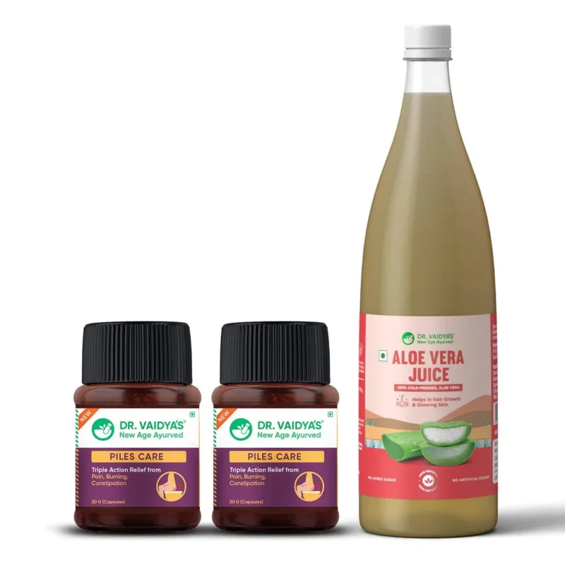 Buy Direct Dr. Vaidya‘s Ayurvedic Piles Care 2 bottles & Aloe vera Juice 950ml Pack of 3 Combo