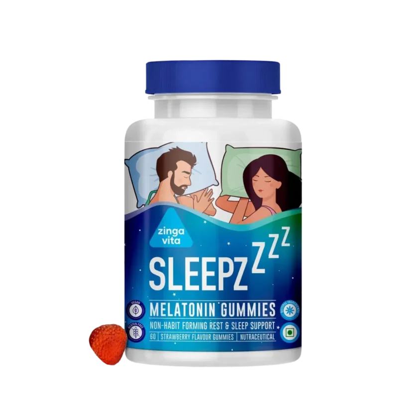 Zingavita Melatonin Sleep Gummies (60 Count) with Melatonin 6mg, Ashwagandha, Chamomile, Valerian Root Extract for Healthy Sleep & Improved Relaxation Strawberry Flavour Brand New