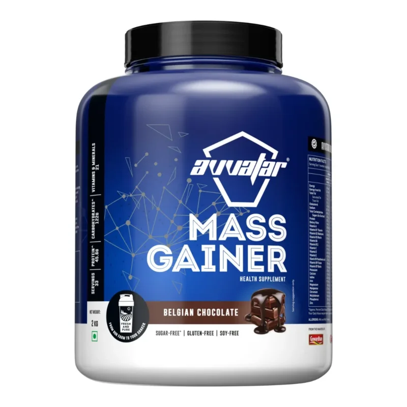 Fresh Stock Avvatar Mass Gainer 2kg Belgian Chocolate 33 Servings Sugar free Gluten free Soy free