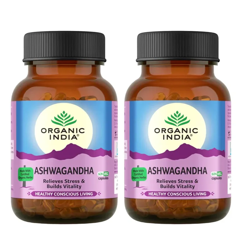 ORGANIC INDIA Ashwagandha Capsules 60 N Veg Capsules (Pack of 2) Holiday Sale