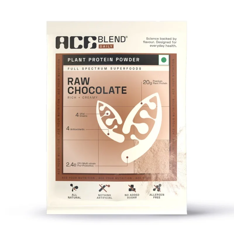 Super Sale Ace Blend DAILY, 20G Complete Vegan Plant Protein Powder & Superfoods, Blended for Men & Women, Gut Friendly, Complete Greens, Antioxidants, Empowers Fat Loss Raw Chocolate 15 Servings