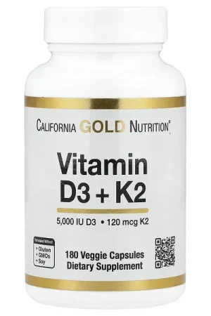 Save Now California Gold Nutrition, Vitamin D3 + K2 as MK-7, 180 Veggie Capsules