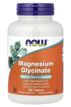 NOW Foods, Magnesium Glycinate, 180 Tablets (100 mg per Tablet) Today Only