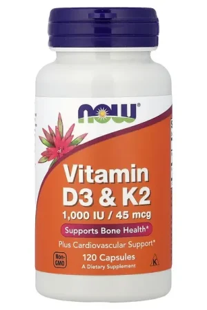 NOW Foods, Vitamin D3 & K2, 120 Capsules Buy Today