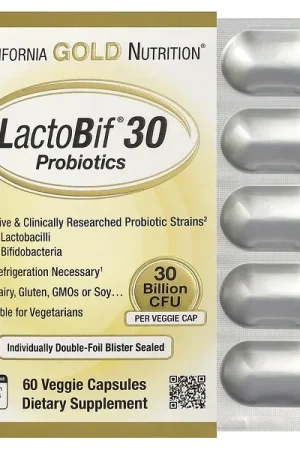 California Gold Nutrition, LactoBif® 30 Probiotics, 30 Billion CFU, 60 Veggie Capsules Luxury
