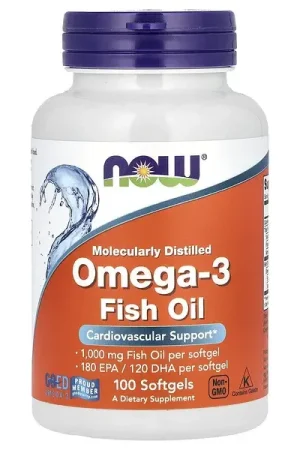NOW Foods, Omega-3 Fish Oil, 1,000 mg, 180 EPA - 120 DHA, 100 Softgels Exclusive Offer