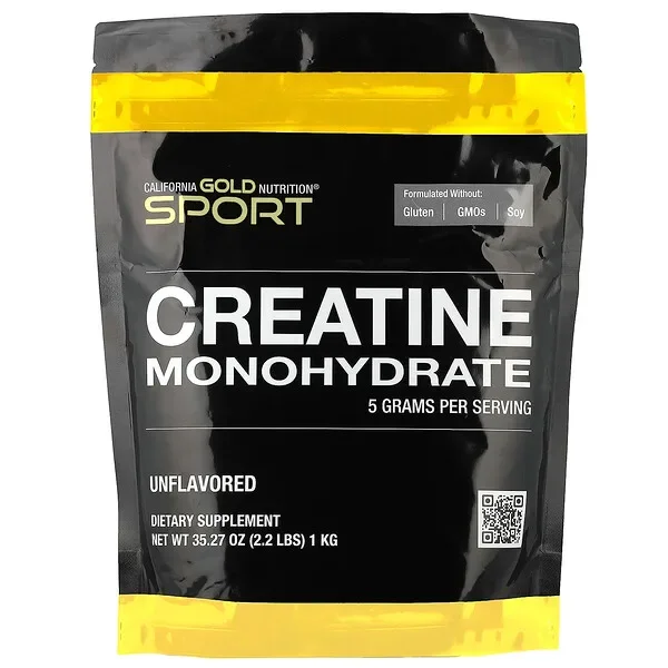 California Gold Nutrition, Sport, Pure Creatine Monohydrate, Unflavored, 2.2 lbs (1 kg) Hassle-Free Returns
