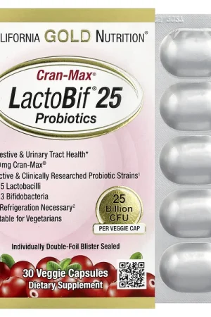 Free Returns California Gold Nutrition, CranMax® LactoBif® Probiotics, 25 Billion CFU, 30 Veggie Capsules
