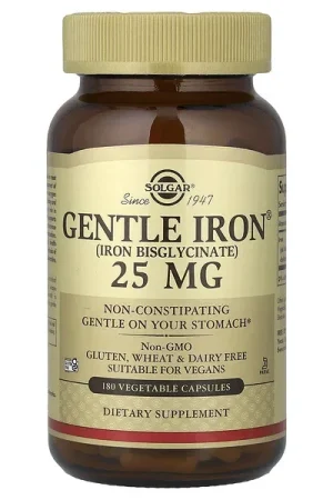 Solgar, Gentle Iron®, 25 mg, 180 Vegetable Capsules Hassle-Free Returns