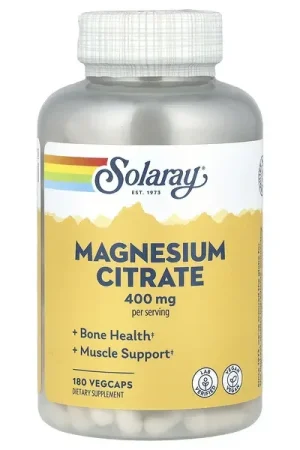 Authentic Solaray, Magnesium Citrate, 180 VegCaps (133 mg per Capsule)