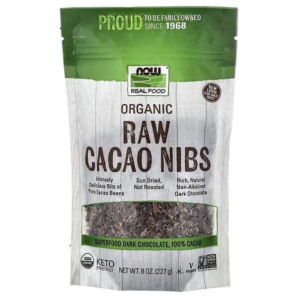 Authentic NOW Foods, Organic Raw Cacao Nibs, 8 oz (227 g)