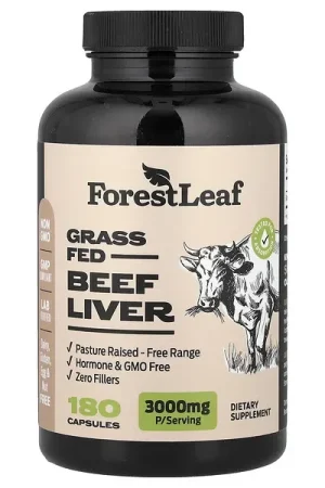Fan Favorite Forest Leaf, Grass Fed Beef Liver, 180 Capsules (750 mg per Capsule)
