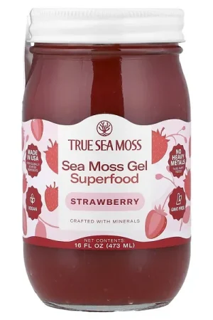 Last Chance True Sea Moss, Sea Moss Gel Superfood, Strawberry, 16 fl oz (473 ml)