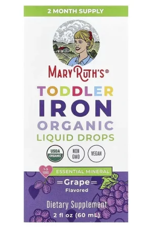 Today Only MaryRuth‘s, Toddler Iron Organic Liquid Drops, 1-3 Years, Grape, 2 fl oz (60 ml)