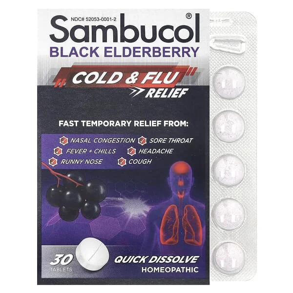 Buy Direct Sambucol, Black Elderberry, Cold & Flu Relief, 30 Tablets