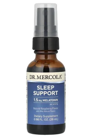 Clearance Dr. Mercola, Sleep Support with Melatonin, Natural Raspberry, 0.98 fl oz (29 ml)