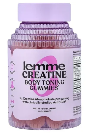 Lemme, Creatine, Body Toning Gummies, Sour Strawberry, 60 Gummies Weekend Sale