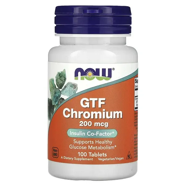 NOW Foods, GTF Chromium, 200 mcg, 100 Tablets Premium