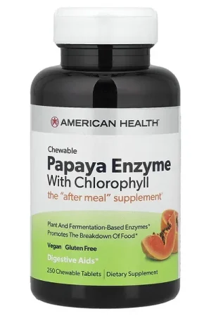 American Health, Chewable Papaya Enzyme with Chlorophyll, 250 Chewable Tablets Reduced Price