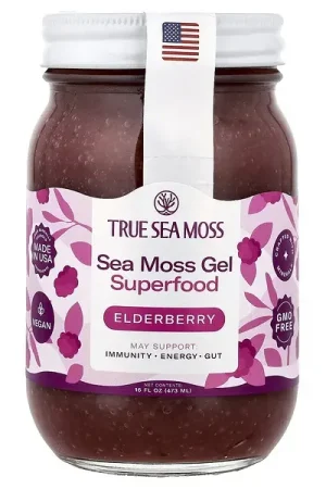 Super Sale True Sea Moss, Sea Moss Gel Superfood, Elderberry, 16 fl oz (473 ml)