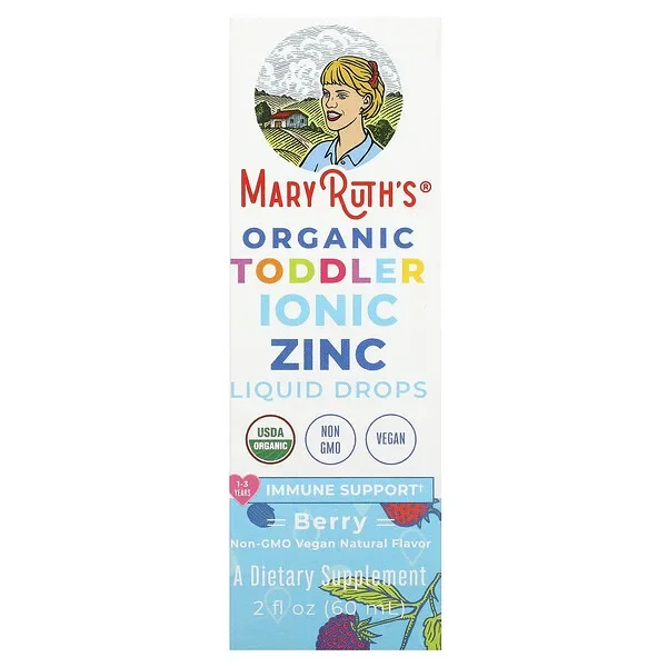 Crafted MaryRuth‘s, Organic Toddler Ionic Zinc Liquid Drops, 1-3 Years, Berry, 2 fl oz (60 ml)