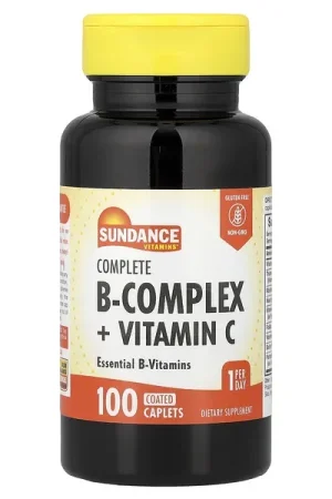 Sundance Vitamins, Complete B-Complex + Vitamin C, 100 Coated Caplets Price Cut