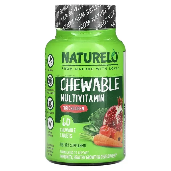 Crafted NATURELO, Chewable Multivitamin For Children, 60 Chewable Tablets