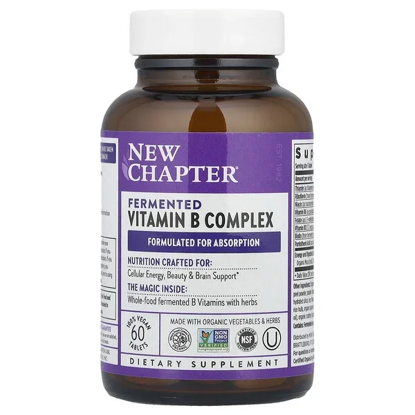 New Chapter, Fermented Vitamin B Complex, 60 Vegan Tablets Fast Shipping