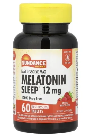 Same Day Shipping Sundance Vitamins, Melatonin, Natural Berry, 12 mg, 60 Fast Dissolve Tablets