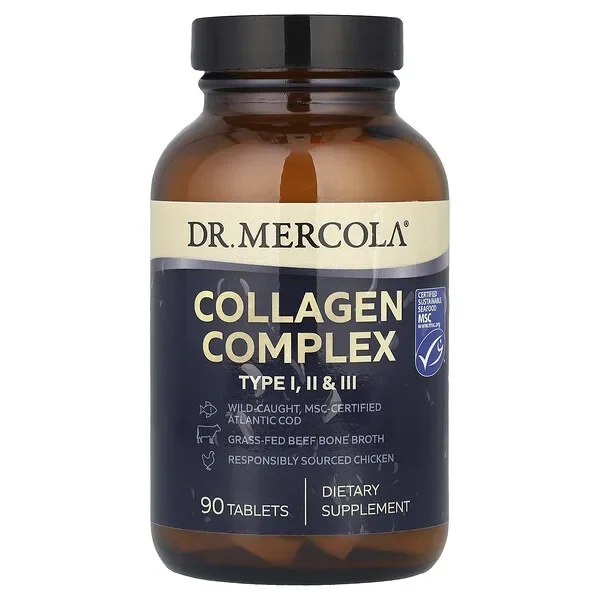 Limited Time Dr. Mercola, Collagen Complex, Type I, II & III, 90 Tablets