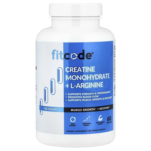 fitcode, Creatine Monohydrate + L-Arginine, 120 Veggie Capsules Limited Offer