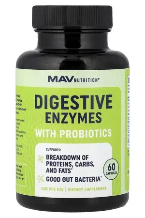 Genuine MAV Nutrition, Digestive Enzymes with Probiotics, 60 Capsules