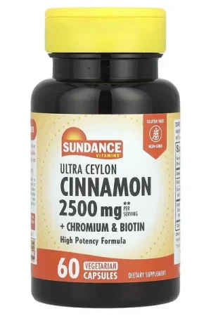 Special Offer Sundance Vitamins, Ultra Ceylon Cinnamon + Chromium & Biotin, 60 Vegetarian Capsules
