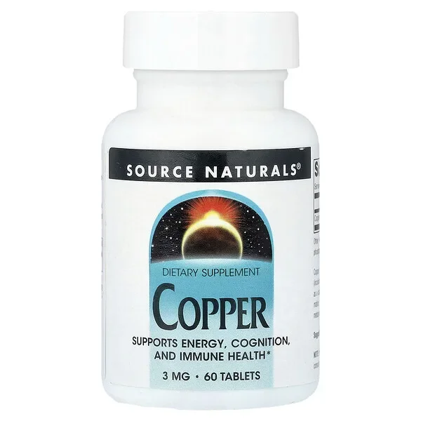 Source Naturals, Copper, 3 mg, 60 Tablets Hassle-Free Returns