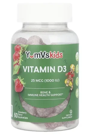 YumVs, Vitamin D3 Gummies, Strawberry, 25 mcg (1,000 IU), 60 Gummies Order Now